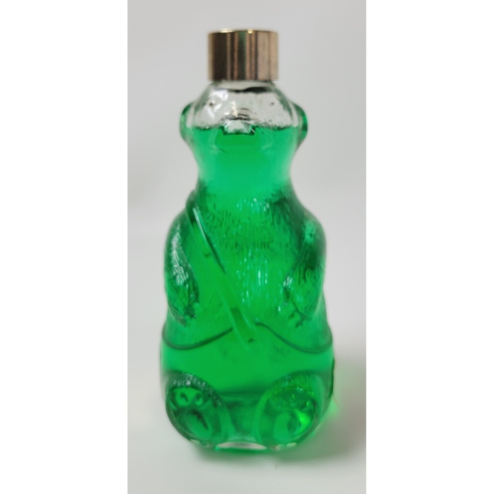 Vintage Mennen Skin Bracer After Shave Bear Glass Bottle Decanter 7oz Green